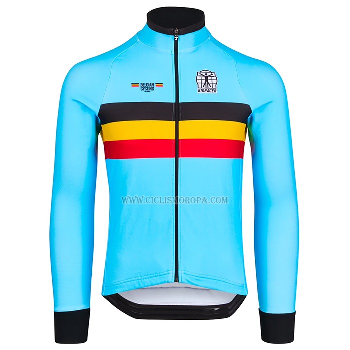 2023 Ropa Ciclismo Belgica Azul Claro Mangas Largas y Culotte Largo